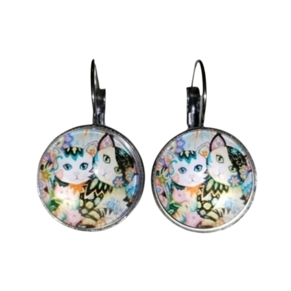 Handcrafted Cat Earrings - Picture 1 of 4